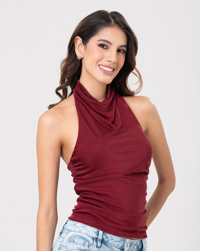 Blusa cuello halter silueta ajustada