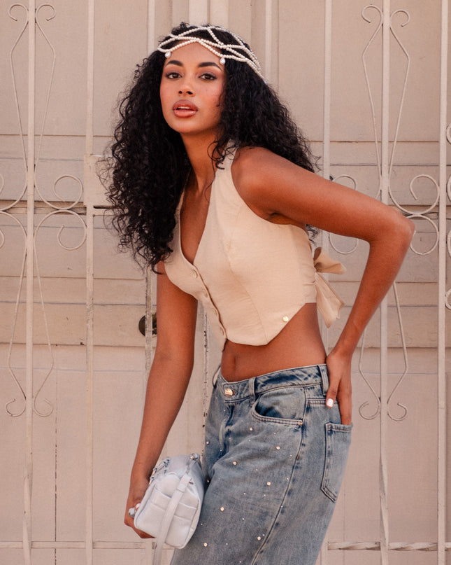 Blusa cuello halter arena
