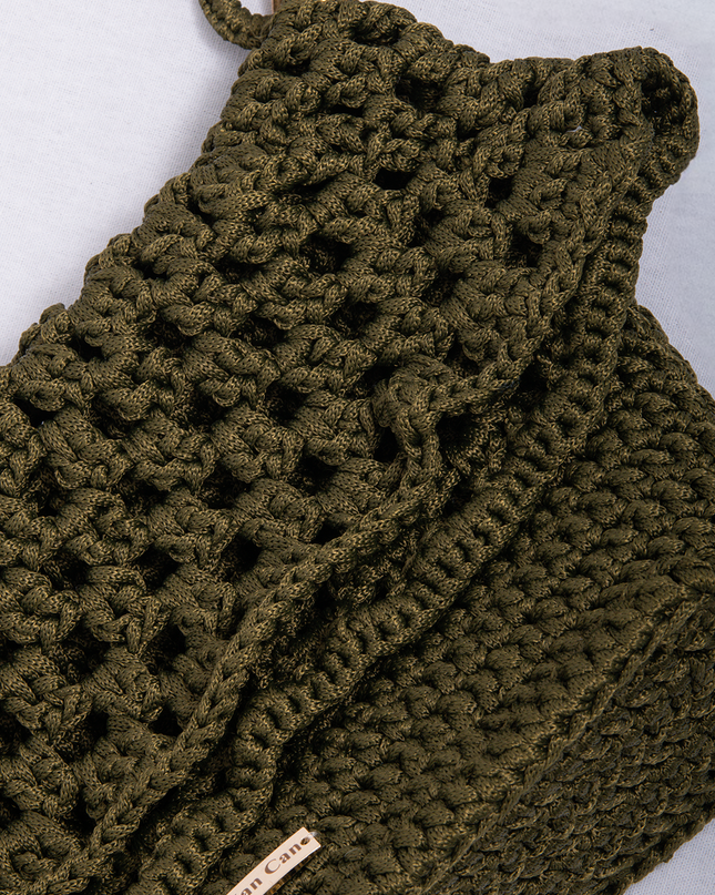 Bolso Hombro tejido tipo crochet verde oliva