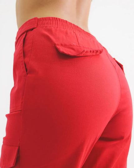 Pantalón Rojo Tipo Cargo con Correa