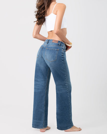 Jean Wide leg tiro medio oscuro