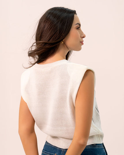 Blusa Blanca manga sisa tejida