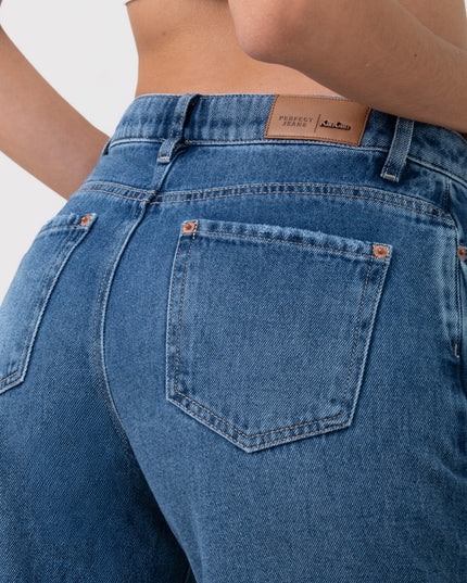 Jean Palazzo de tiro medio en denim azul medio