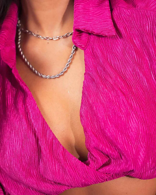Blusa Fucsia Manga Larga Rigido