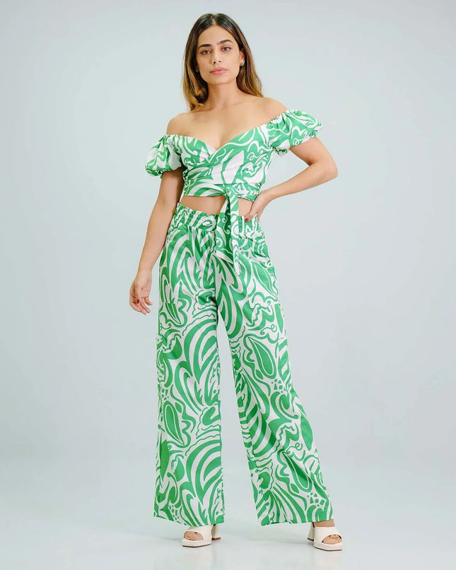 Pantalón Verde Pretina Enresortada