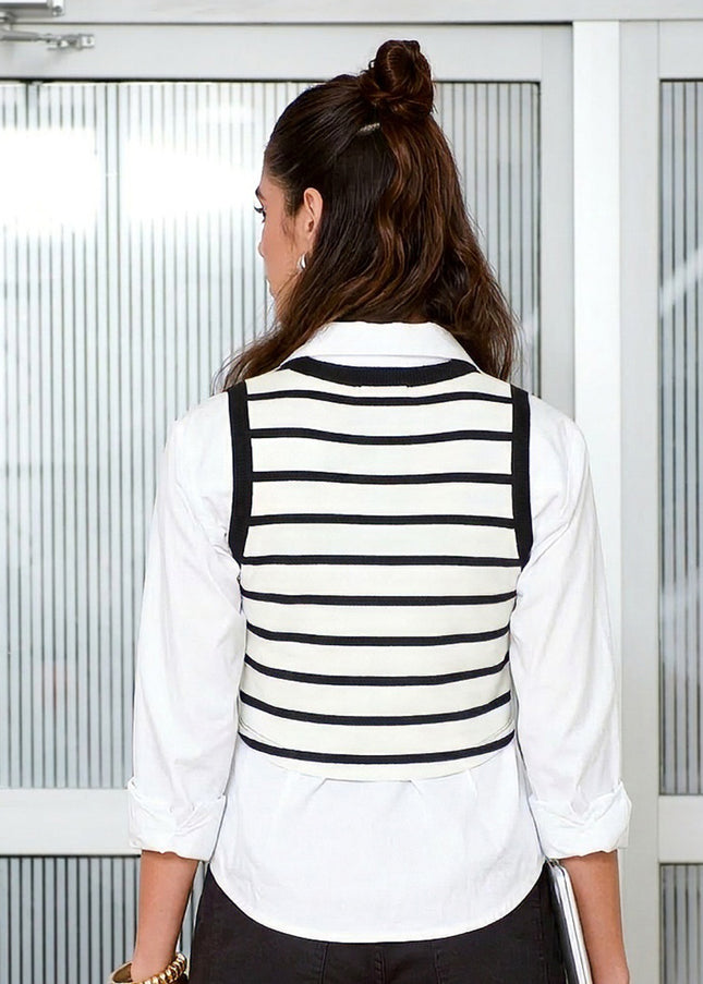 Croptop manga sisa a rayas