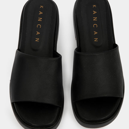 Sandalias Plataforma Negras Tira Ancha — KanCan
