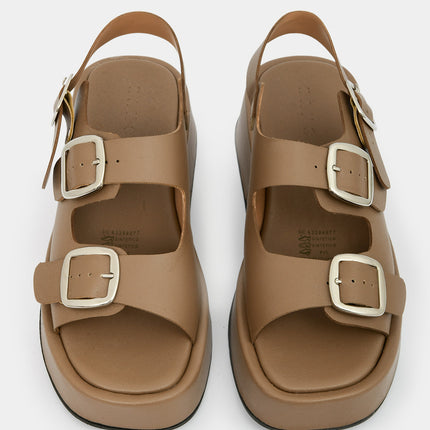 Sandalias Plataforma Taupe Doble Hebilla — KanCan