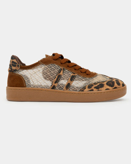 Tenis Casual Animal Print Multitextura Café