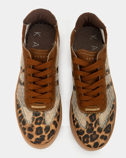 Tenis Casual Animal Print Multitextura Café