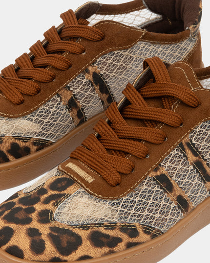 Tenis Casual Animal Print Multitextura Café
