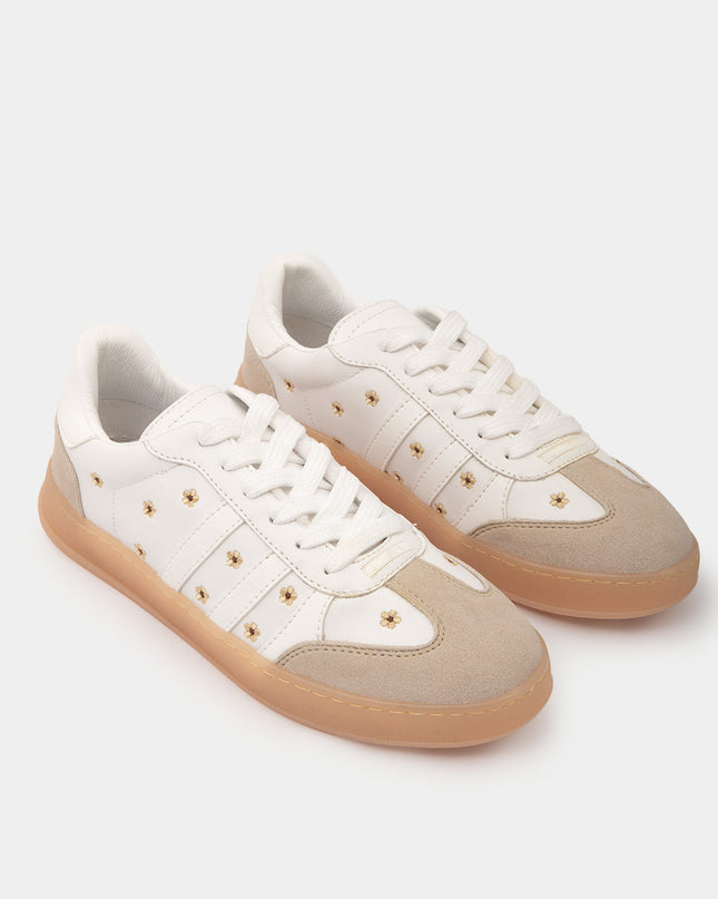 Tenis Blancos con bordado floral