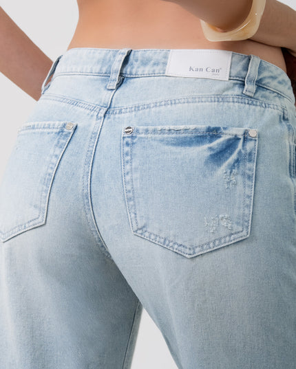 Jean Wide leg tiro medio claro