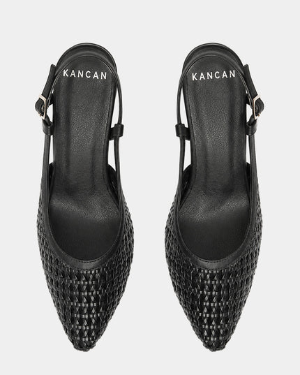 Stilettos de tacón alto con capellada trenzada negro