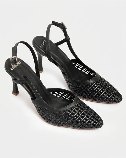 Stilettos de tacón alto con capellada trenzada negro