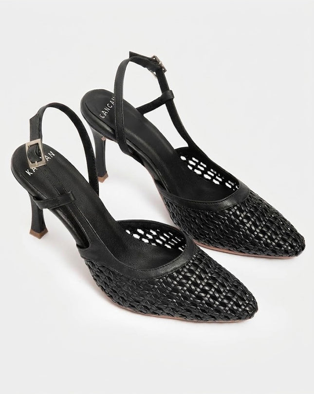 Stilettos de tacón alto con capellada trenzada negro