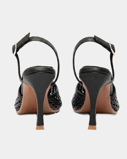 Stilettos de tacón alto con capellada trenzada negro