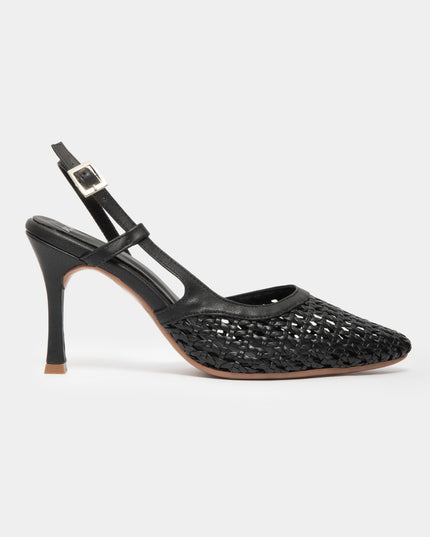 Stilettos de tacón alto con capellada trenzada negro