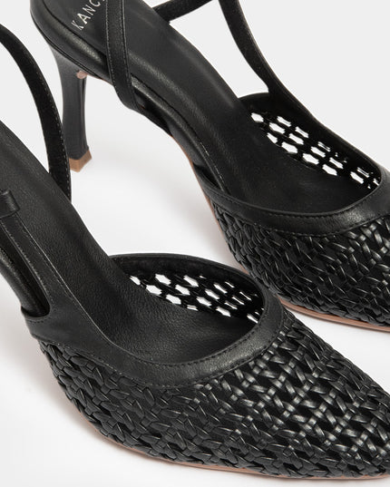 Stilettos de tacón alto con capellada trenzada negro