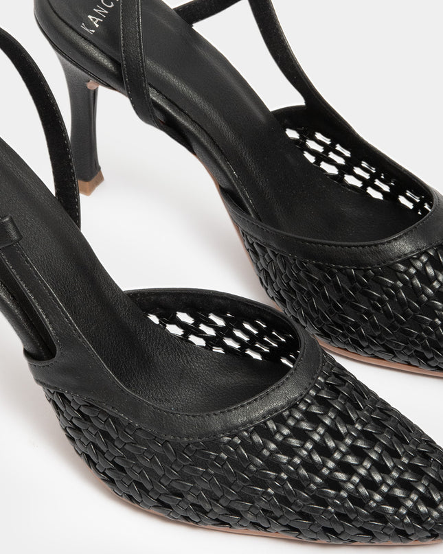 Stilettos de tacón alto con capellada trenzada negro