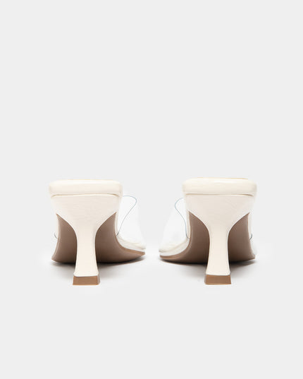Sandalia mule de tacón medio con transparencias