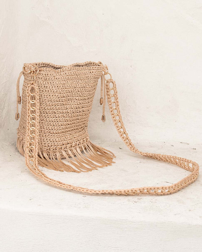 Bolso hombro tejido beige