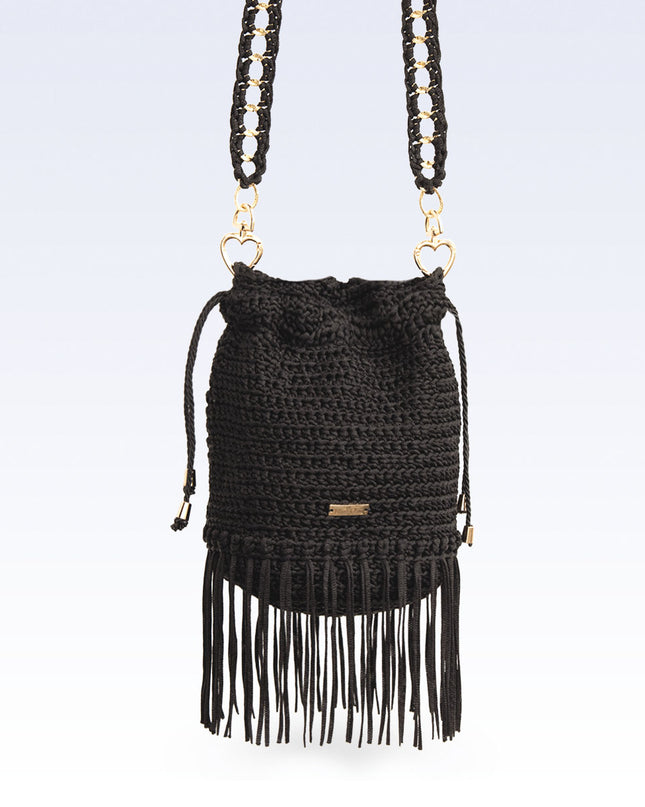 Bolso hombro tejido negro