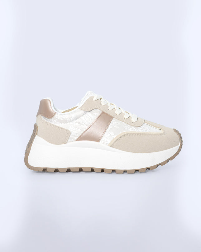 Zapatilla beige con jackard