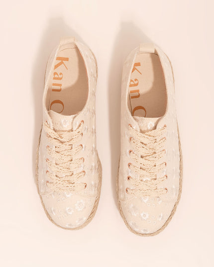 Tenis Beige cordon macramé