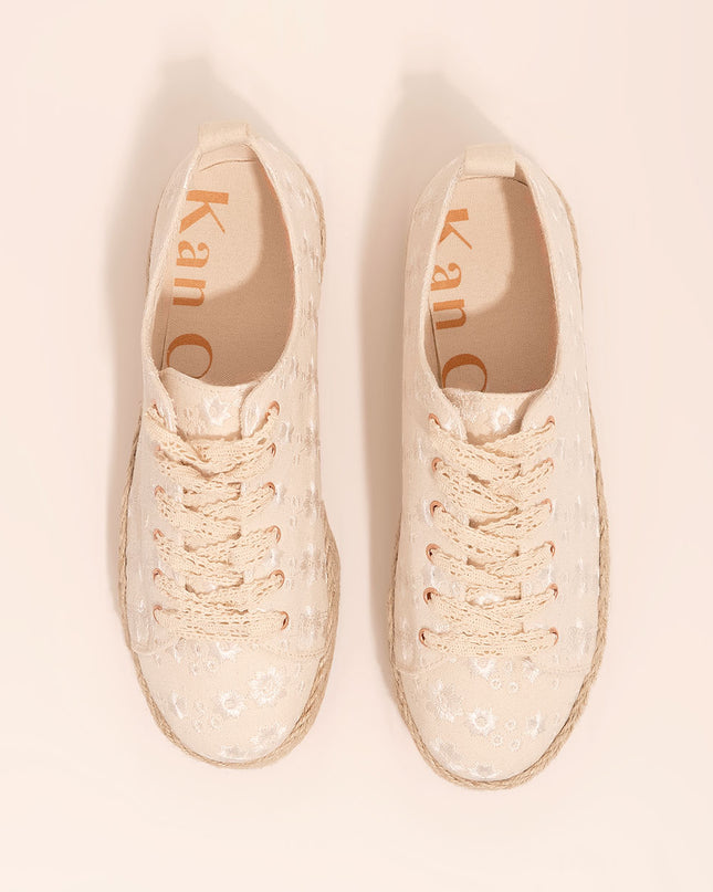Tenis Beige cordon macramé