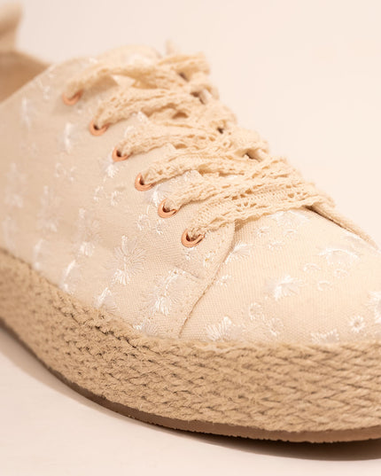 Tenis Beige cordon macramé