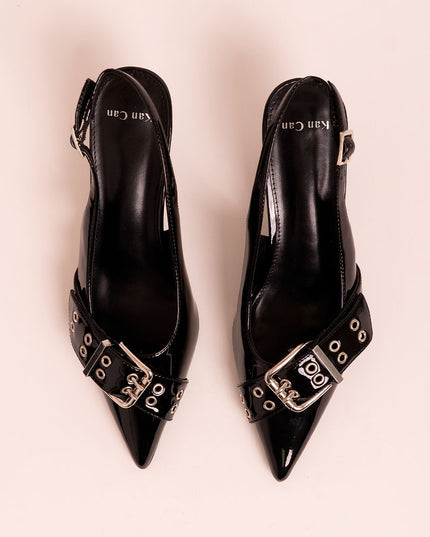 Stilettos negro con herraje metalico