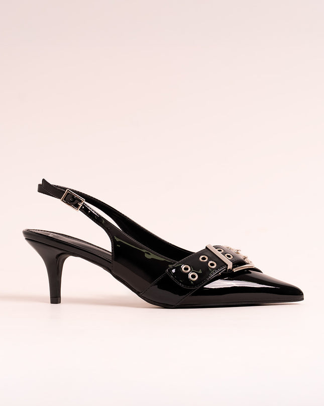 Stilettos negro con herraje metalico