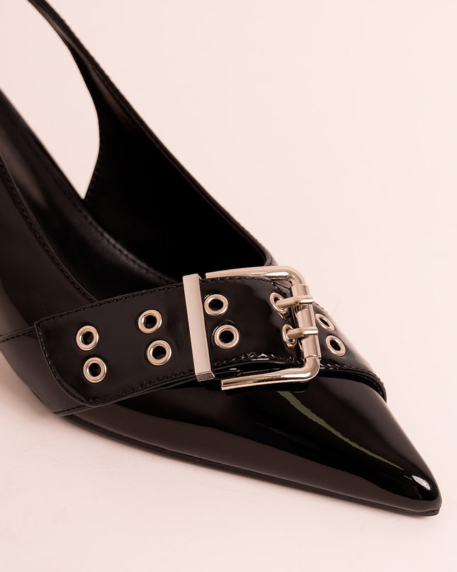 Stilettos negro con herraje metalico