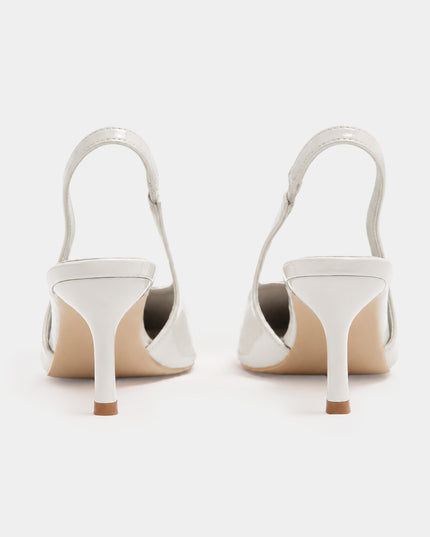 Stilettos Natural en charol  de tacón medio