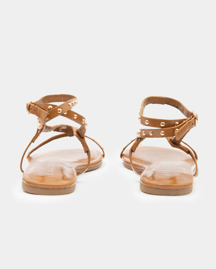 Sandalia plana con taches camel