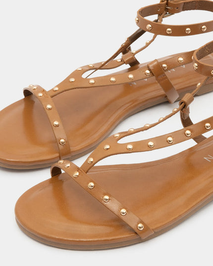 Sandalia plana con taches camel
