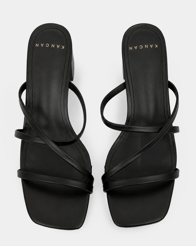Sandalias Negras Tacón Medio Cruzadas — KanCan, imagen 3 de 5