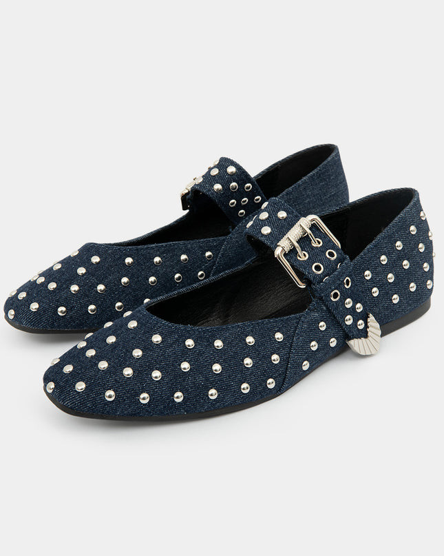 Baletas Denim con Taches Metálicos — KanCan