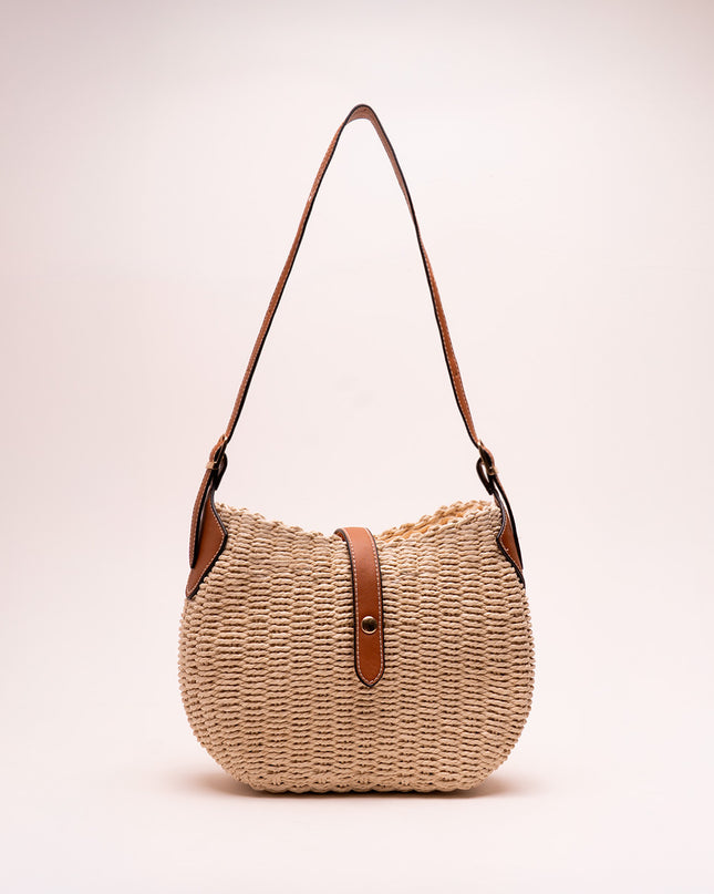 Bolso Hombro tejido beige