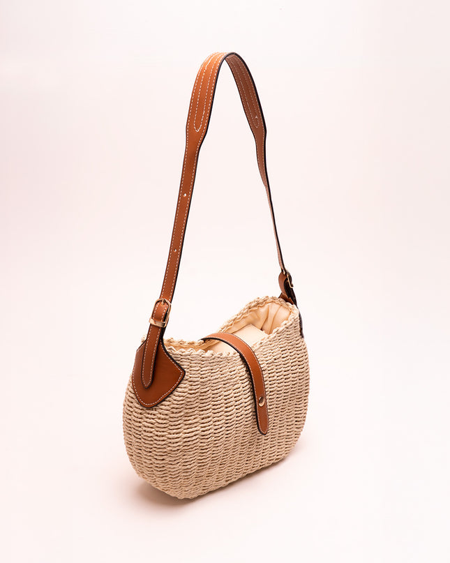 Bolso Hombro tejido beige
