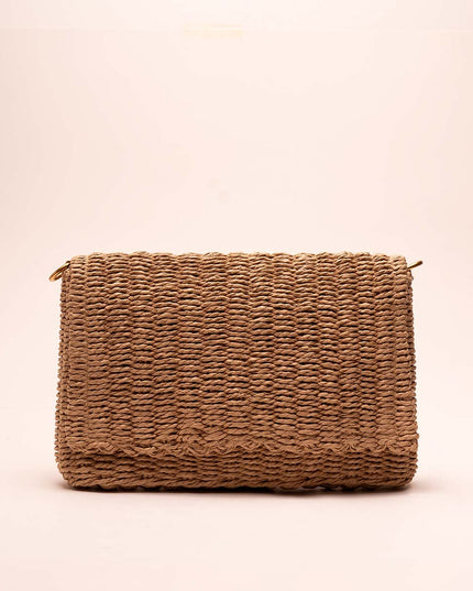 Bolso clutch tejido kaki