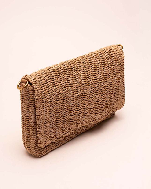 Bolso clutch tejido kaki