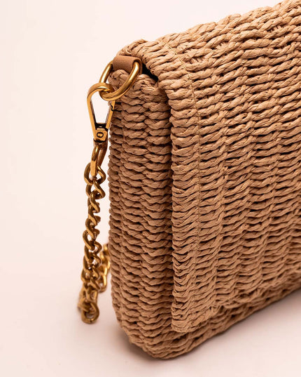 Bolso clutch tejido kaki