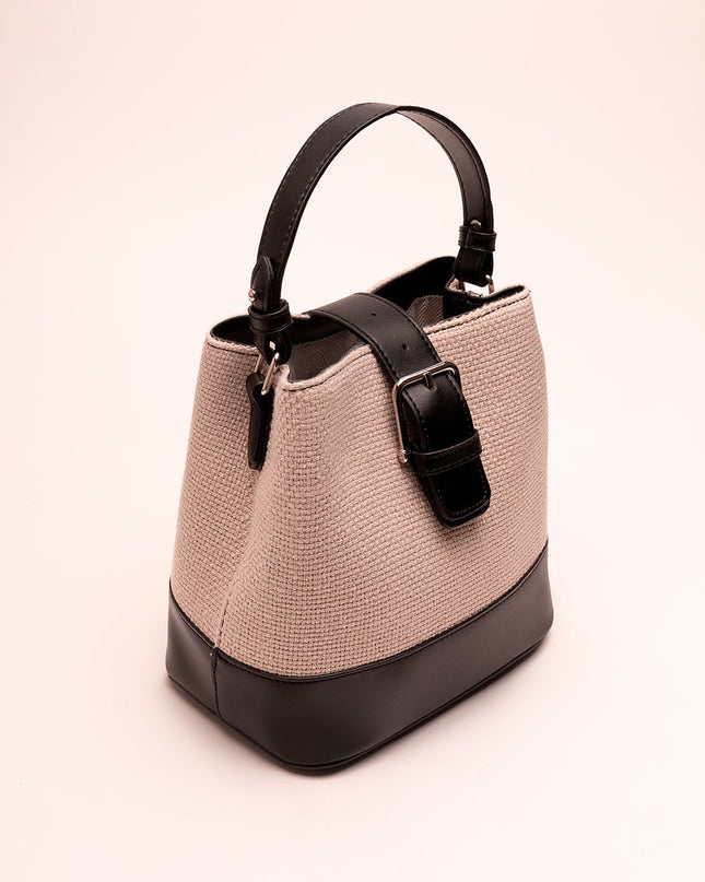 Bolso tipo bucket bicolor