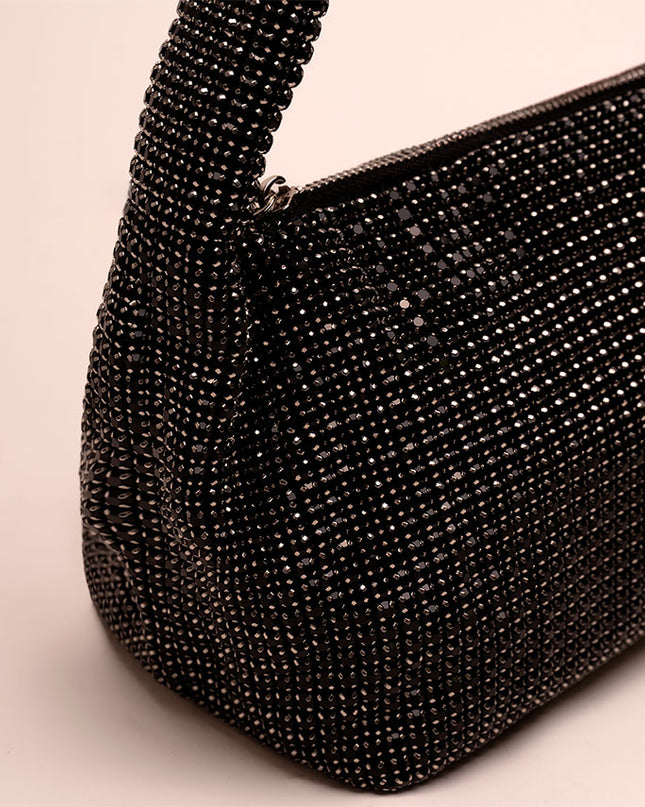 Bolso tipo baguette con cristales