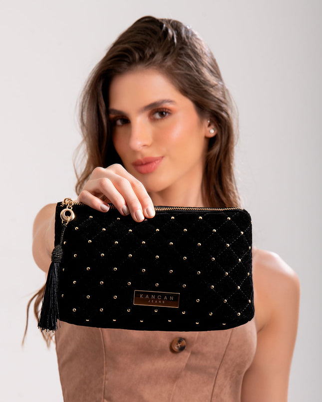 Cosmetiquera de mano en terciopelo