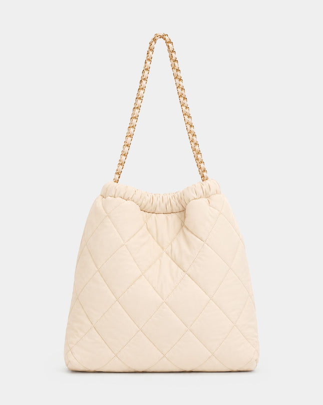 Bolso tipo hobo acolchado con cadena metálica