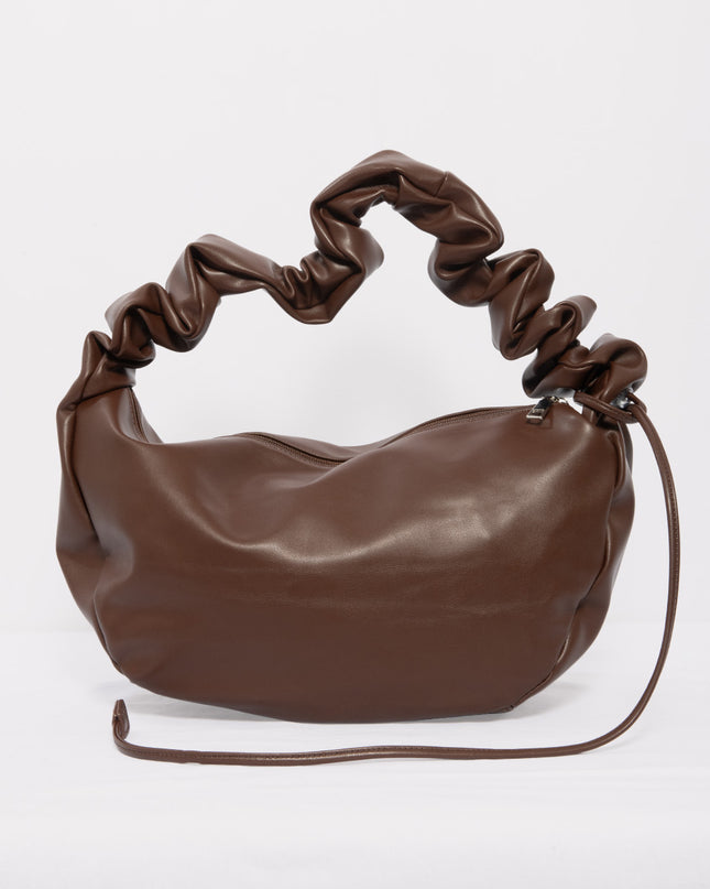 Bolso tipo hobo fruncido en cuero sintético