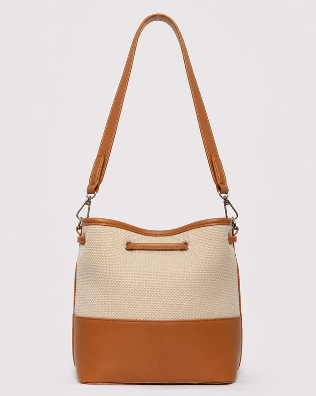 Bolso Bucket Combinado en Lona y Efecto Cuero